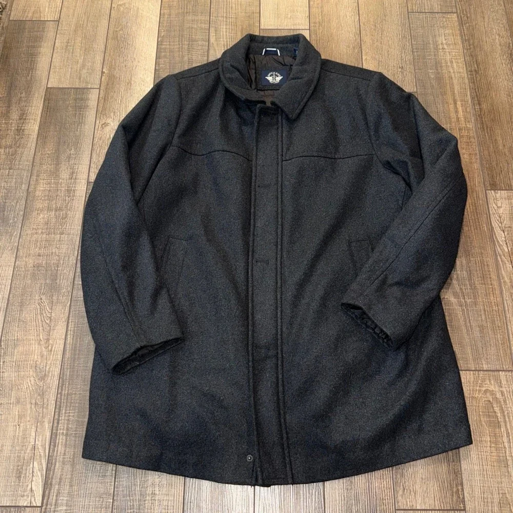 Dockers Mens Wool Blend Car Coat Charcoal Gray Quilted Lined Jacket 2XLT Tall